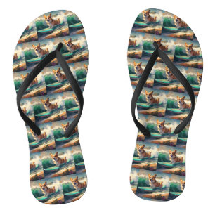 Corgi Strand Surfen Malerei Flip Flops