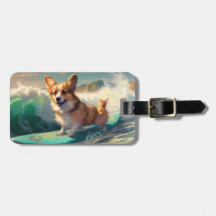Corgi Strand Surfen Malerei Gepäckanhänger