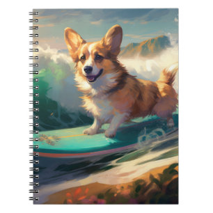 Corgi  Strand Surfen Malerei Notizblock