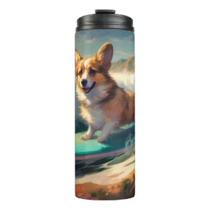 Corgi Strand Surfen Malerei Thermosbecher
