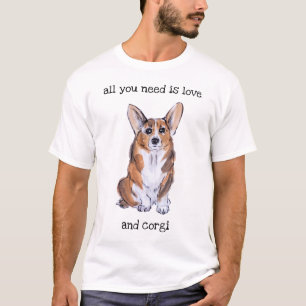 Corgi-Sumie und Aquarellmalerei T-Shirt