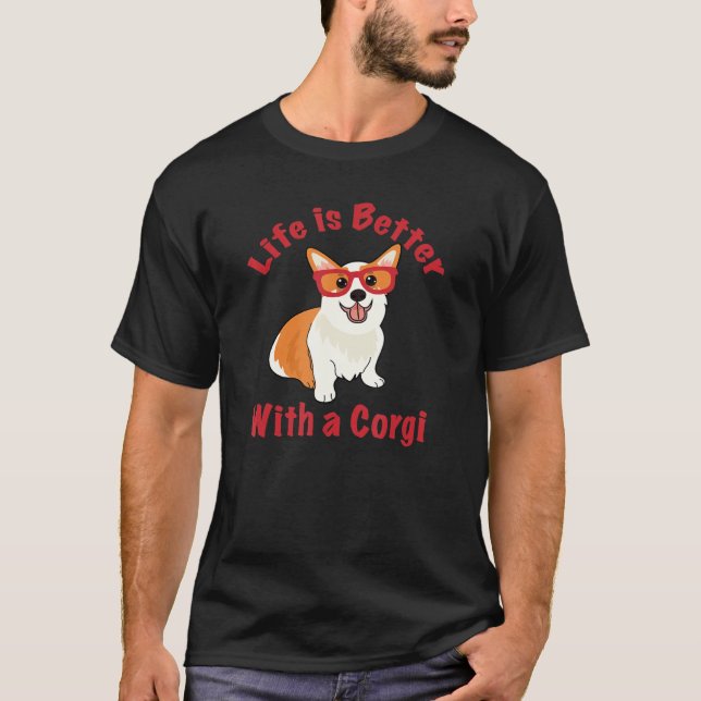 Corgi Sunglasses T-Shirt (Vorderseite)