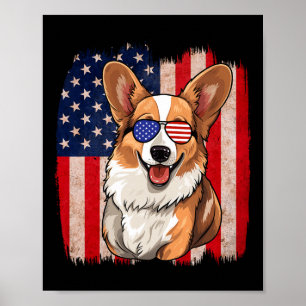 Corgi Sungles American Flag Usa Patriotic 4. J Poster