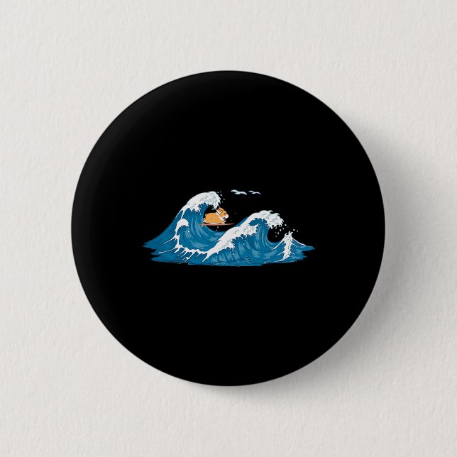 Corgi-Surf-Welle-Welsh-Dog-Welpen  Button (Vorderseite)
