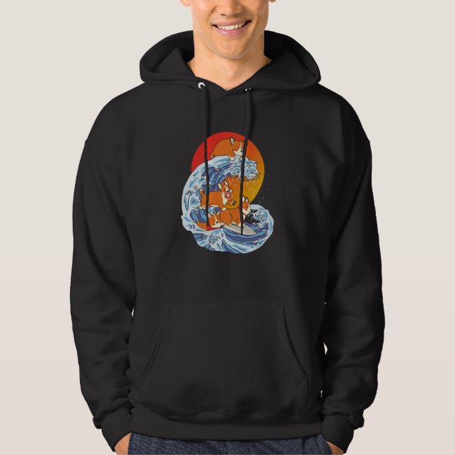 Corgi Surfer Surfing Surf Board Corgi  1 Hoodie (Vorderseite)