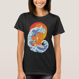 Corgi Surfer Surft auf Surfboard Corgi T-Shirt