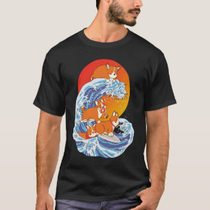 Corgi Surfer Surft auf Surfbrett Corgi T-Shirt