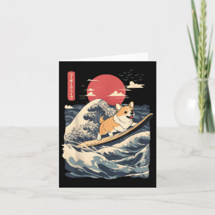 Corgi Surfing Japanisch Wave Karte