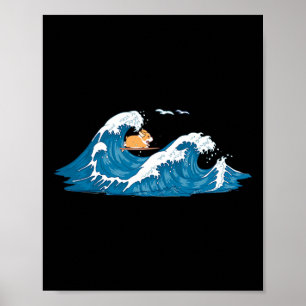 Corgi-Surfing-Welle-Welsh-Dog-Welpe Poster