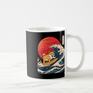 Corgi surft auf japanischer Welle _4 Kaffeetasse