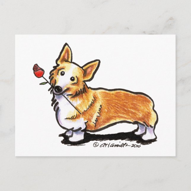 Corgi Sweetheart Postkarte (Vorderseite)