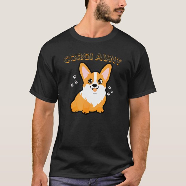 Corgi Tante Corgi Hund und Welpe T-Shirt (Vorderseite)