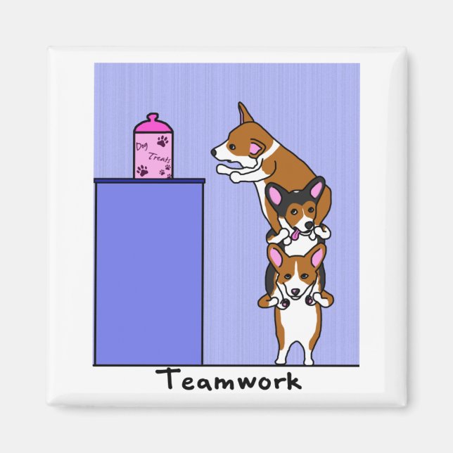 Corgi Teamwork Magnet (Vorne)