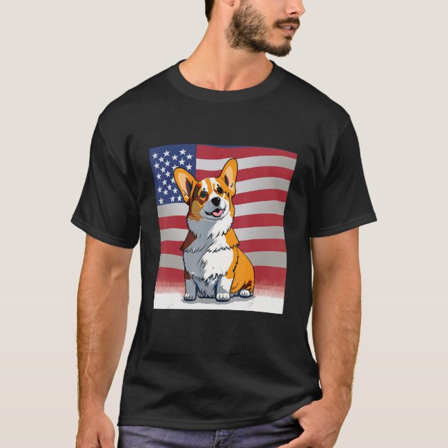 Corgi tees Corgi dog with American flag USA patrio (Vorderseite)
