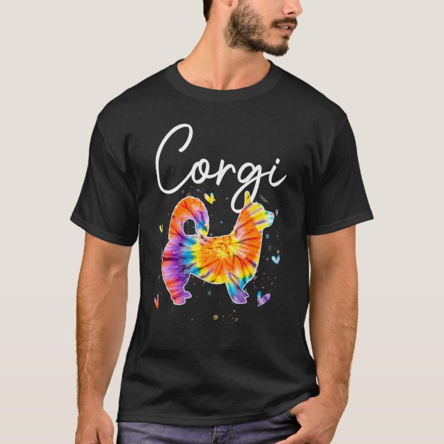 Corgi-Tie-Dye-Regenbogen-Hund   T-Shirt (Vorderseite)