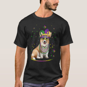 Corgi Tier Süßer Mardi Gras Karneval Narr T-Shirt