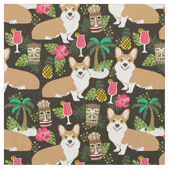 Corgi tiki tropisch stoff (Nahaufnahme)