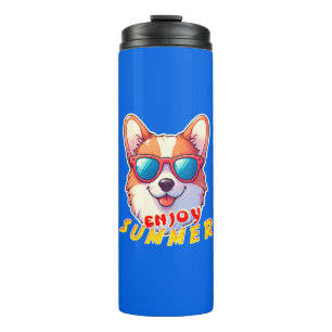 Corgi trägt eine Sonnenbrille Genießen Sie den Som Thermosbecher