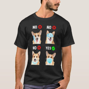 Corgi trägt Gesichtsmaske richtige soziale Distanz T-Shirt