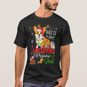 Corgi Tree Light Dog Xmas This Is My Christmas Paj T-Shirt