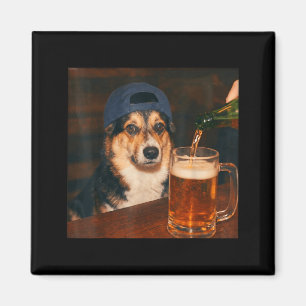 Corgi trinkt Bier-Shirt Lustiger Vatertag Hund Magnet