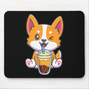 Corgi trinkt Boba Bubble Tee Drink Dog Anime Kaw Mousepad