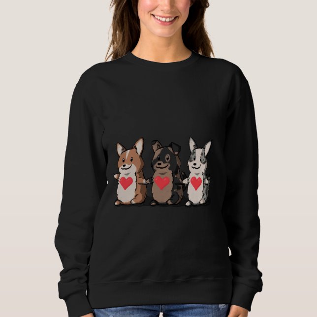 Corgi Triple Liebe Sweatshirt (Vorderseite)