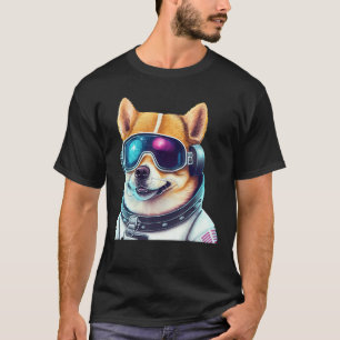 Corgi tritt gegen Weltraum-Astronautenhund in futu T-Shirt