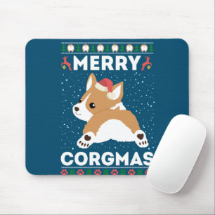Corgi Ugly Christmas Sweater Style Merry Corgmas Mousepad