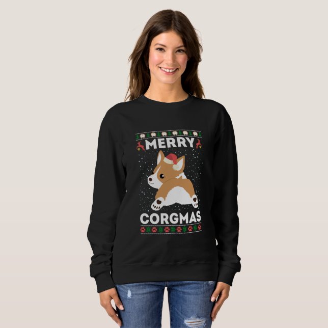 Corgi Ugly Christmas Sweater Style Merry Corgmas Sweatshirt (Vorne ganz)
