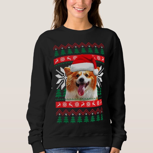 Corgi Ugly Christmas Sweater Style Weihnachtsmannm Sweatshirt (Vorderseite)