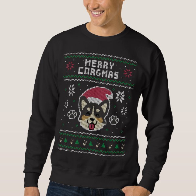 Corgi Ugly Christmas Sweater Sweatshirt (Vorderseite)