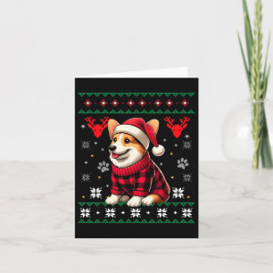 Corgi Ugly Funny Buffalo Karierte Weihnachtsmannmü Karte