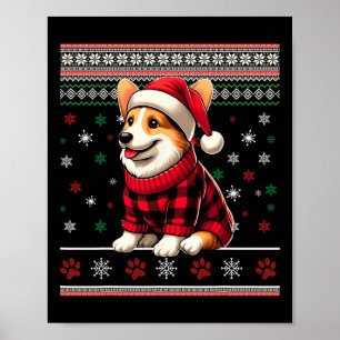 Corgi Ugly Funny Weihnachtsfeier Weihnachtsmannmüt Poster