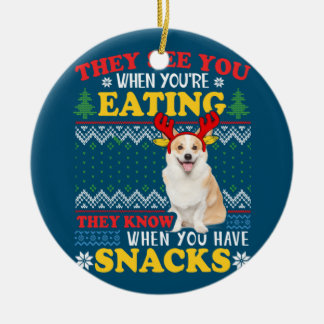 Corgi Ugly Weihnachten sie sehen Sie essen Weihnac Keramik Ornament