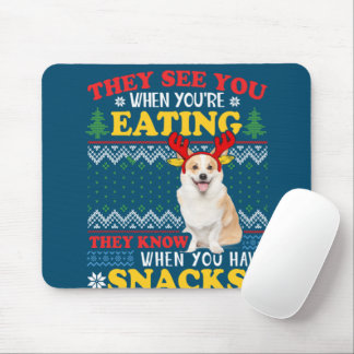 Corgi Ugly Weihnachten sie sehen Sie essen Weihnac Mousepad