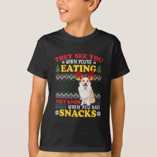 Corgi Ugly Weihnachten sie sehen Sie essen Weihnac T-Shirt