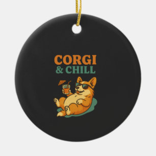 Corgi und Chillen Keramik Ornament
