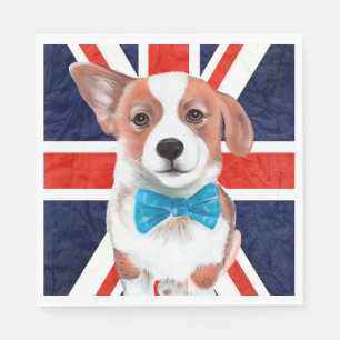Corgi und die englische Flagge Serviette