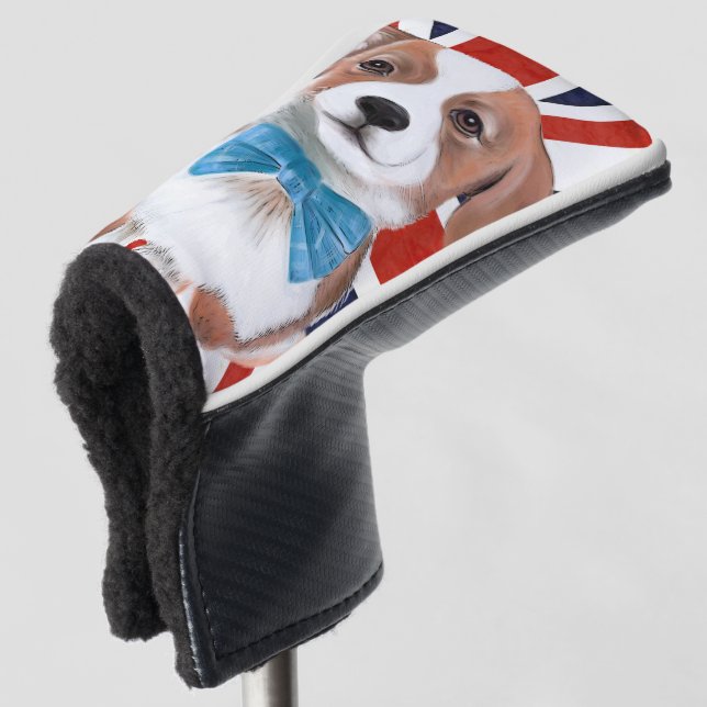 Corgi und englische Flagge Golf Headcover (3/4 Vorderseite)