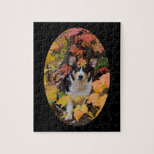 Corgi und Herbstfarben-Entwurf Puzzle