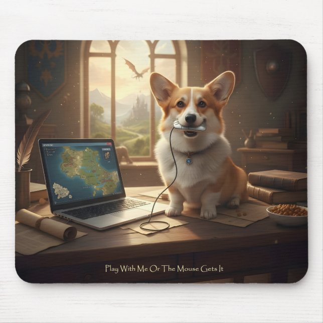 Corgi und Maus Mousepad (Vorne)