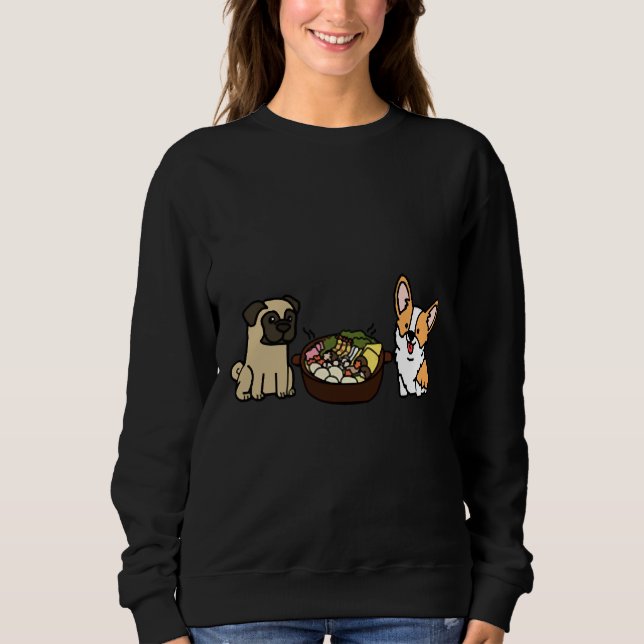 Corgi und Mops Hotpot Sweatshirt (Vorderseite)
