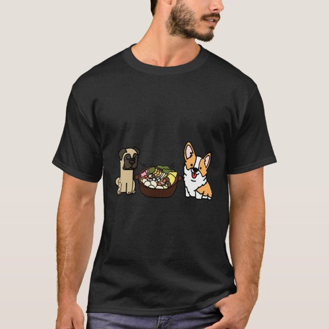 Corgi und Pug Hotpot T-Shirt (Vorderseite)
