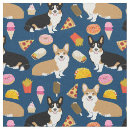 Corgi und tribfarbene Corgi-Junk-Lebensmittel Stoff