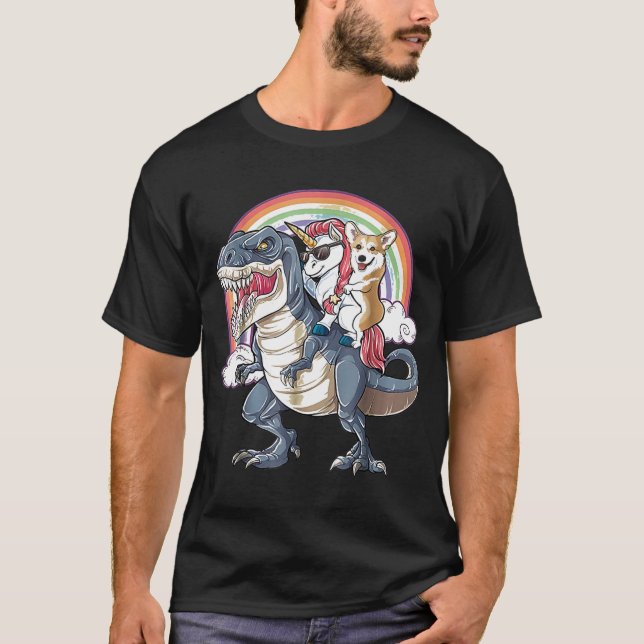 Corgi und Unicorn fahren wie Boss T-Shirt (Vorderseite)