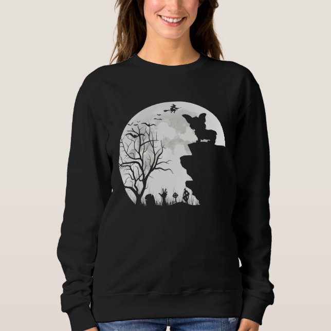 Corgi Under Moon Halloween Dog Sweatshirt (Vorderseite)