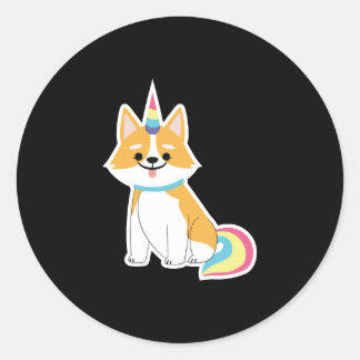 Corgi Unicorn Adorable Welsh Dog Welpe Animal Lieb Runder Aufkleber
