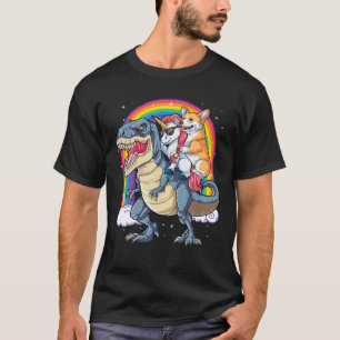 Corgi Unicorn Dinosaur T Rex T Kids Girls Rainbow T-Shirt