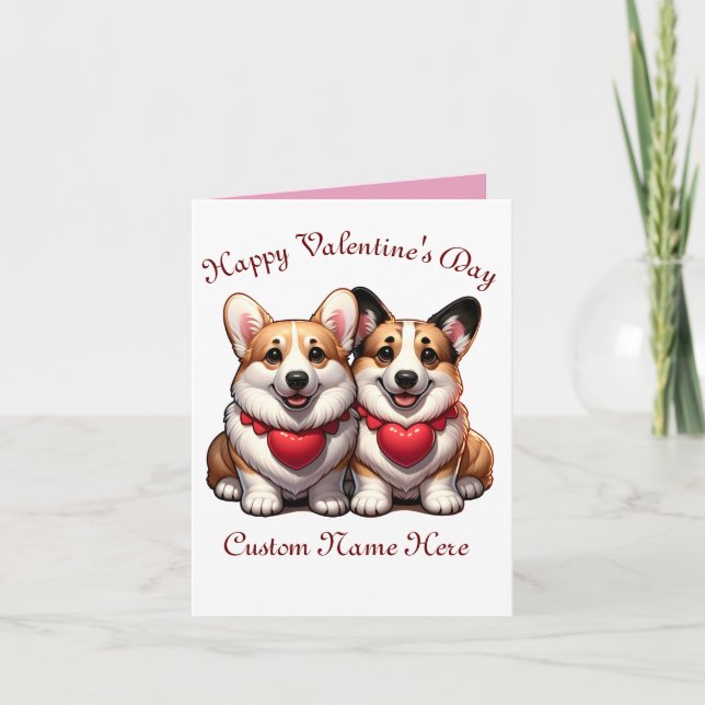 Corgi Valentine Karte (Vorderseite)